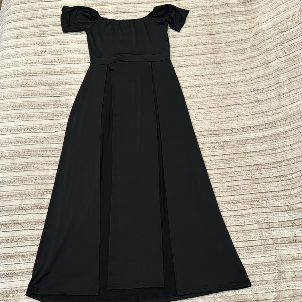 Off the shoulder, long blouse with high slits